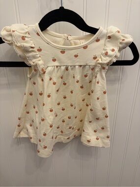 Quincy Mae Cream Ruffle Apple Dress - 100% organic cotton